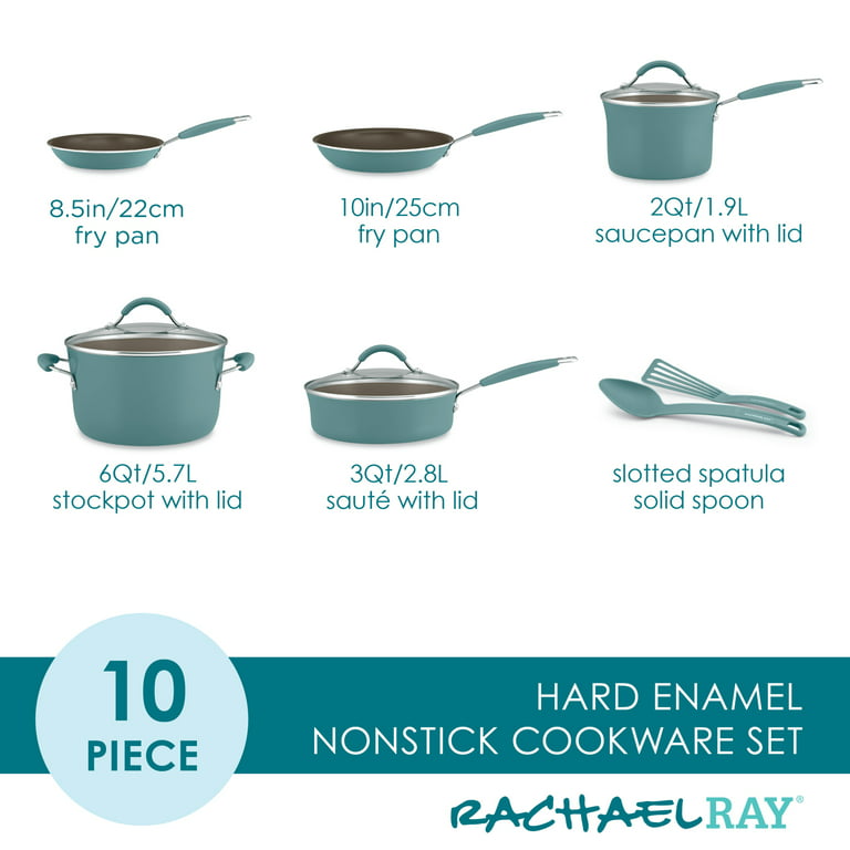 9 PC Enameled Cast Iron Cookware Set - Agave