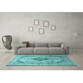 thumbnail image 3 of Ahgly Company Indoor Round Medallion Light Blue Traditional Area Rugs, 8' Round, 3 of 4