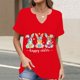 thumbnail image 2 of Corto para las Mujeres Casual Verano 2025 Pascua Impresión V-Cuello Camiseta, Ligero 95% Poliéster 5% Spandex Top para Toda la Temporada Hogar Y Diario, 2 of 7