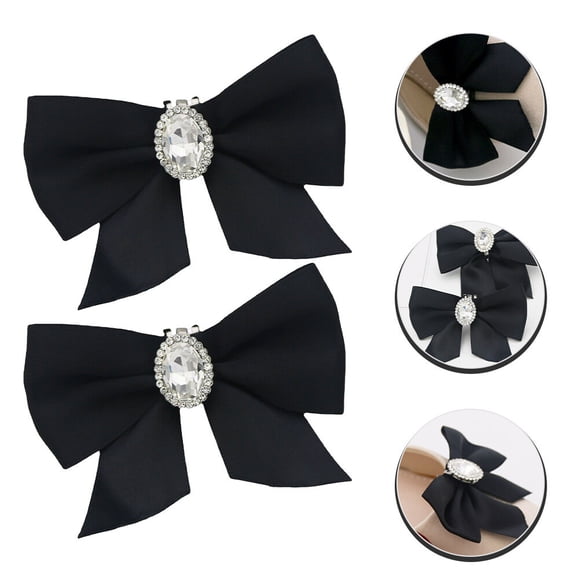 OULII 2Pcs Bow Shoe Buckle Decorative Red Bow Shoe Clips Elegant Alloy Transform Shoes for Wedding Party