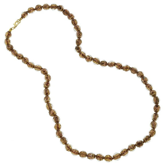 GlassOfVenice Murano Glass Sommerso Long Necklace - Transparent Golden Brown