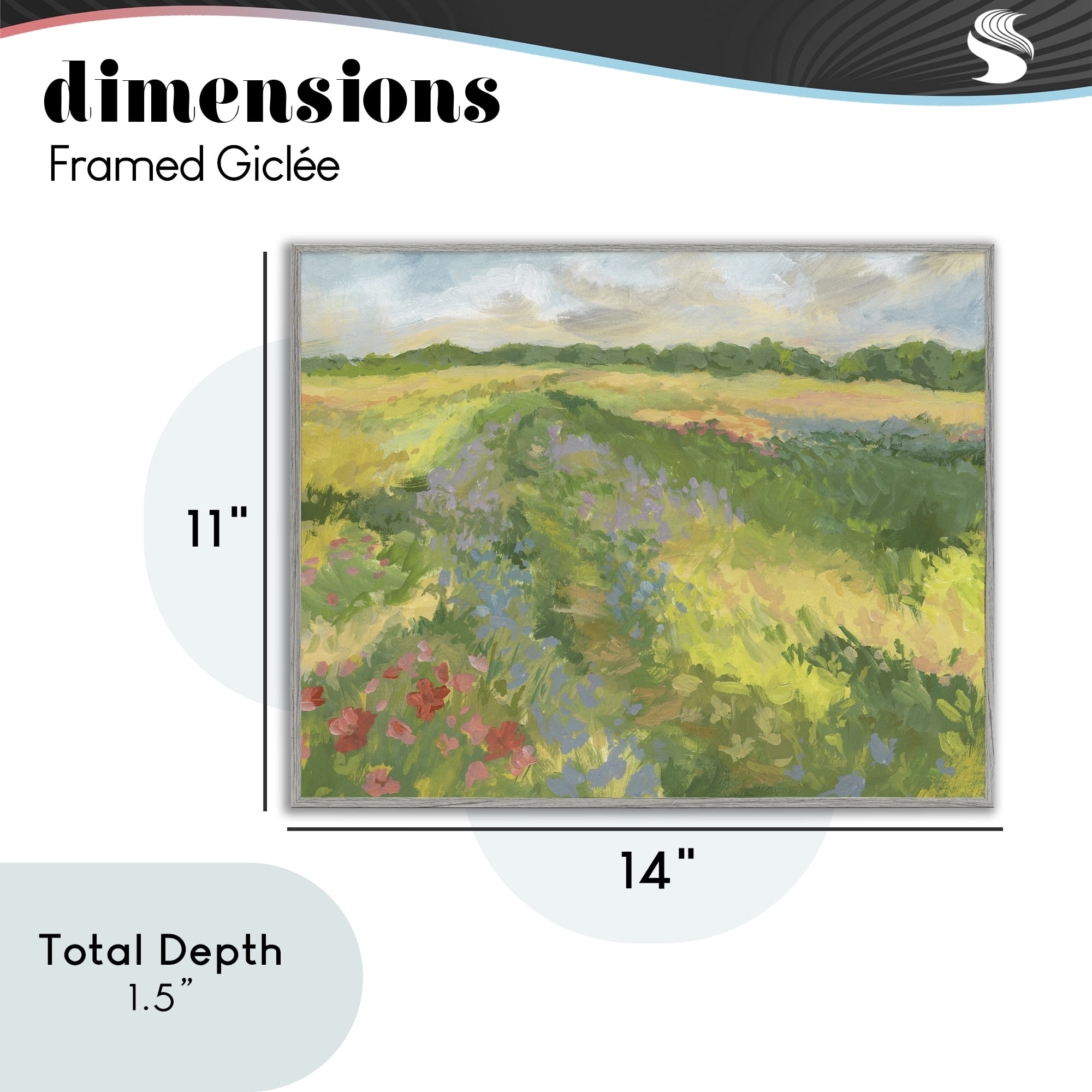 Stupell Industries Windswept Flower Meadow Gray Framed Giclee Art, design by Victoria Barnes