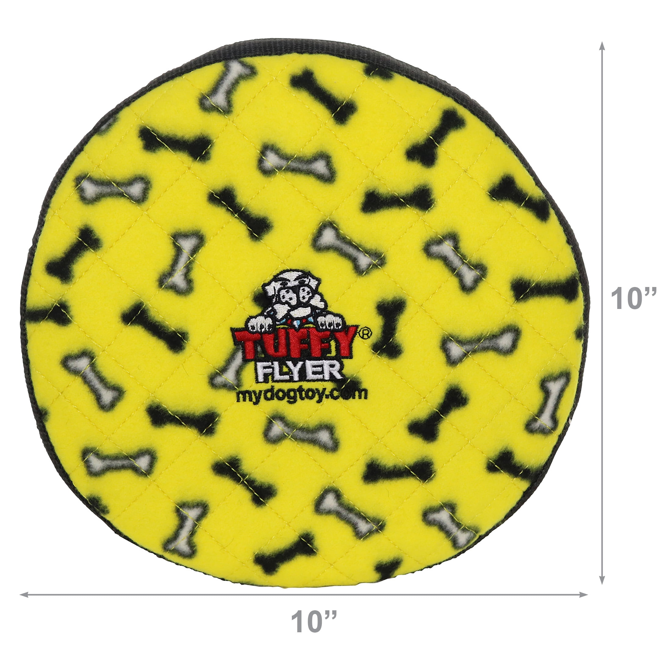 Tuffy Ultimate Flyer Yellow Bone Durable Plush Squeaky Dog Toy