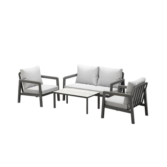 Boston Aluminum Patio Sectional Set, Grey