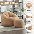 thumbnail image 7 of AENKYO Bean Bag Chair Shell-Shaped with Footstool, Memory Foam Microfiber Sofa for Adults - Brown, 7 of 7