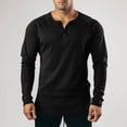 thumbnail image 2 of 100%Cotton Shirts for Men Summer Solid Color V Neck Long Sleeve Shirt Fitness Thin Breathable Button Lightweight Sports Shirts Athletic Lounge Wear, 2 of 5