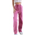 thumbnail image 1 of EYIIYE Pantalon Décontracté Taille Haute en Velours Côtelé Contrasté Patchwork pour Femmes, 1 of 7
