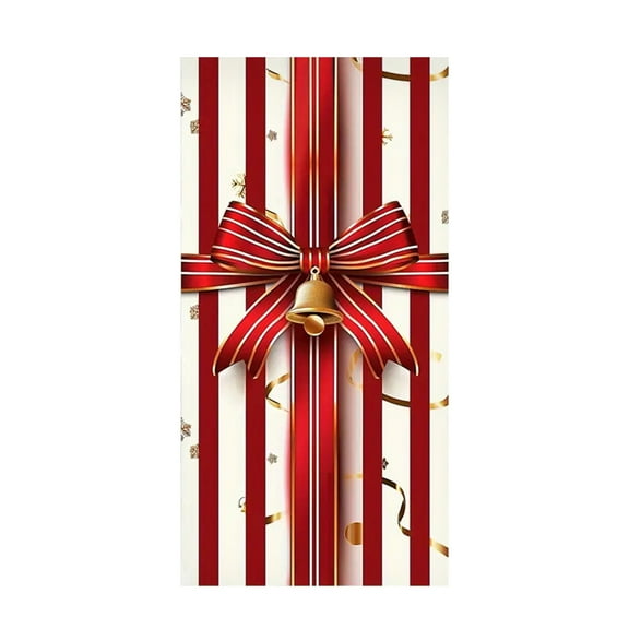 geerera Christmas Door Cover, 35x71 Inch Holiday Door Hanging, Festive Party Door Decoration, for Front Entryway Display, Seasonal Home Decor, Indoor Holiday Themes