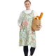 thumbnail image 1 of Apronner Delantales Grandes Para Mujer Con Bolsillos De Algodón Y Lino Para Hornear Cocina, Flores Verdes, 1 of 5