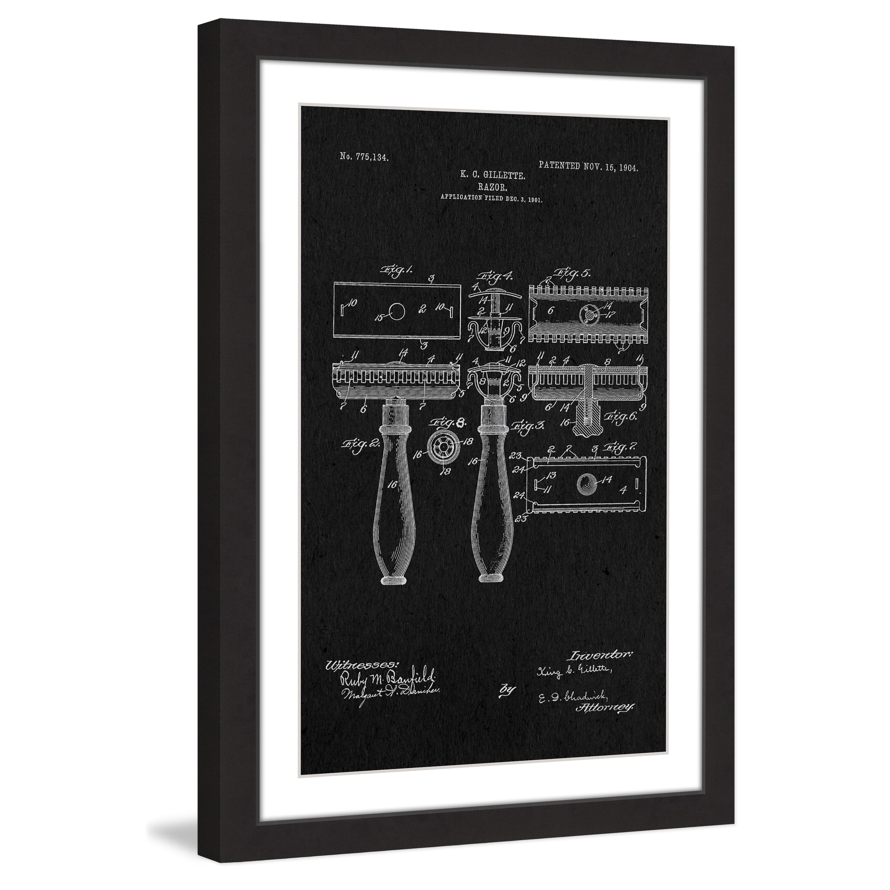 Marmont Hill - "Razor 1904 Black Paper" by Steve King Framed Painting Print