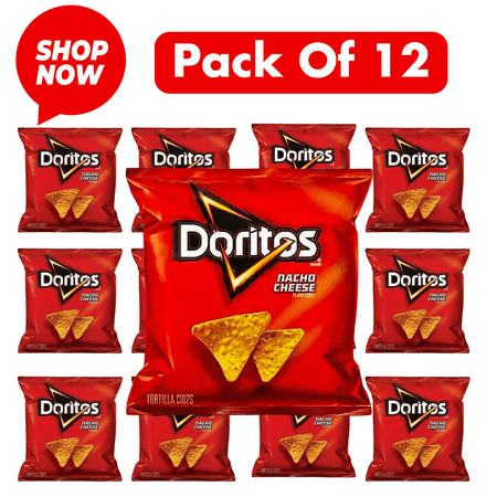 Doritos Nacho Cheese Tortilla Chips 1 oz Single-Serve Bags (12 Pack) – Bold Cheesy Snack for Lunches Parties & On-the-Go Cravings