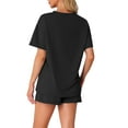 thumbnail image 3 of INSPIRE CHIC Womens Pajamas Set Half Sleeve Lounge Set Shorts Sleepwear Set 2 Piece Pjs Sets with Pockets XS Black, 3 of 6