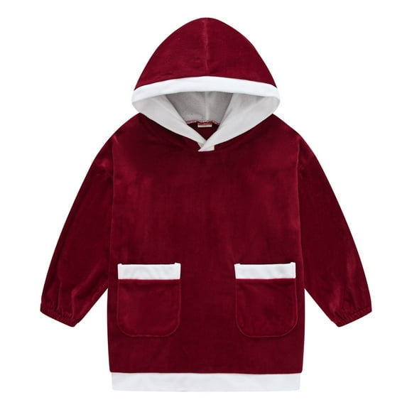 XQYLOS Kids Wearable Blanket Hoodie Oversized Hooded Sweatshirt with Giant Pockets Cozy Warm Winter Clothes for Toddler Children