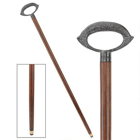 Design Toscano Cast Metal Grip Handle Hardwood Walking Stick