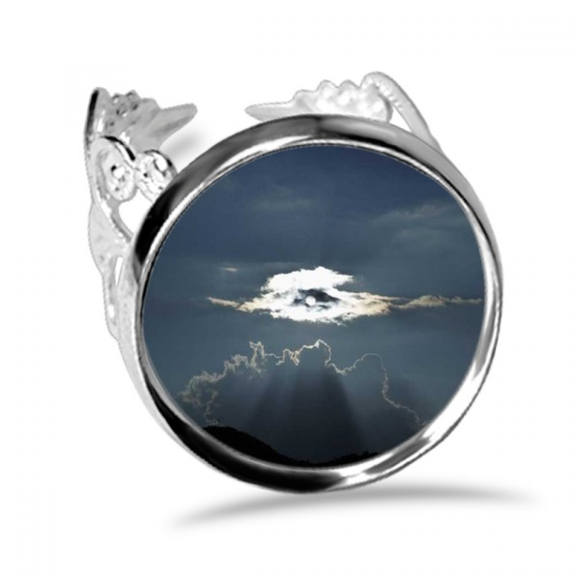 Cielo gris luz nubes blancas Anillo de compromiso de boda de amor ajustable Unbranded M