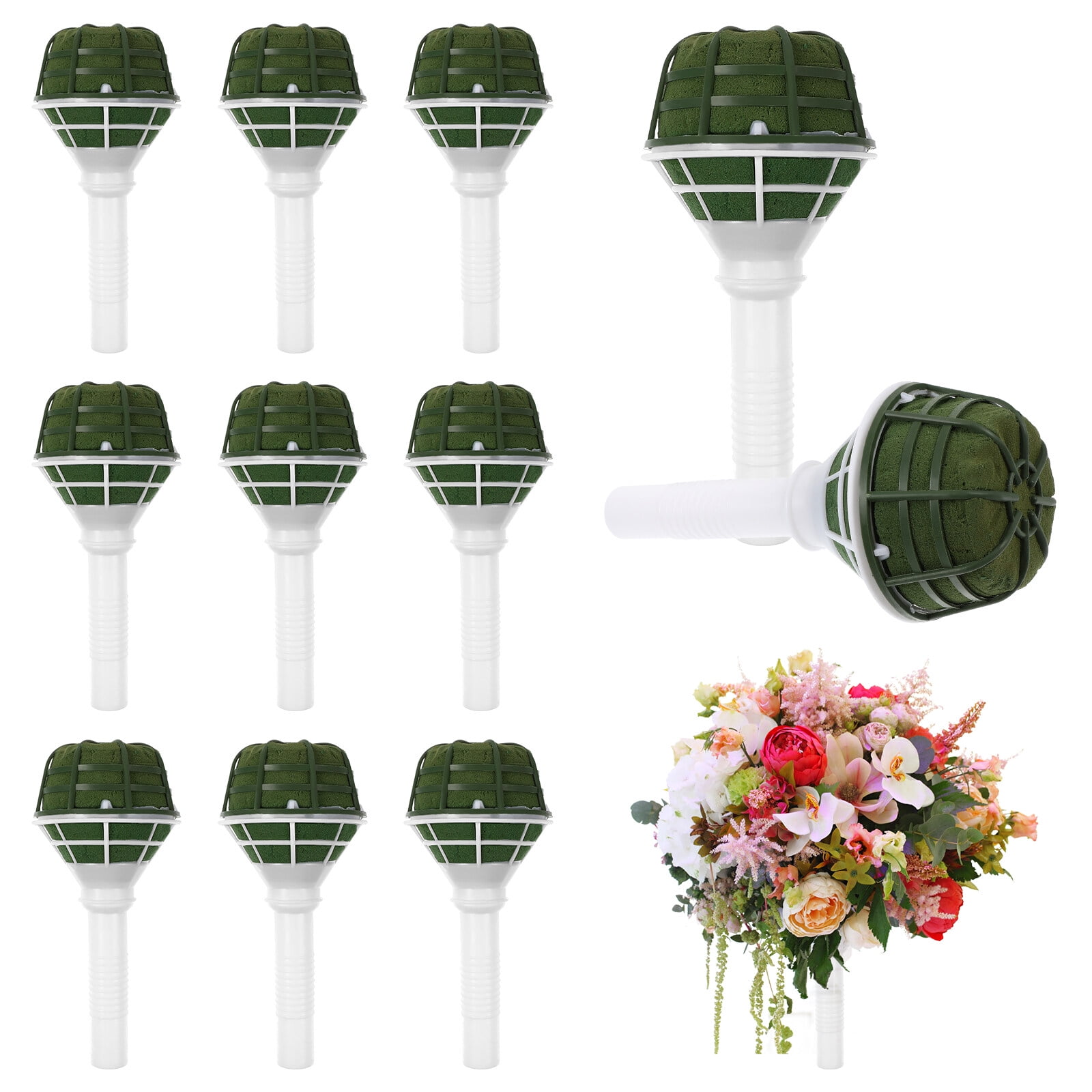 KALLORY Multi-Color Plastic Flower Bouquet Holders with Mud Base for Wedding, Floral Arrangements and Decorative Flower Accessories