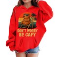 thumbnail image 3 of SonxaHe Big Girl's Hoodies Cartoon Capybara Print Long Sleeve Pocket Hooded Sweatshirt Soft Loose Autumn Winter Hoodies Red,Sized 12-13, 3 of 3