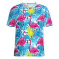 thumbnail image 5 of Flamingo Pattern T Shirts Basic T-Shirt Short Sleeve Ladies Tee Shirt Summer Graphic Clothing, 5 of 6
