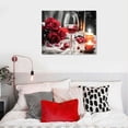 thumbnail image 4 of ONETECH Black and White Still Life Wine Glass Wall Art Canvas Painting Red Wine Rose Prints Pictures Artwork for Kitchen Dining Room Wall Décor, 4 of 4