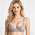 thumbnail image 2 of IQOGKRN Women Elegant Wireless Floral Lace Bra Full Coverage Comfort Brassiere Soft Breathable Everyday Bra Dark Gray 90A, 2 of 6