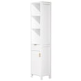 thumbnail image 4 of Ktaxon Fluted Bathroom Storage Cabinet Narrow Tall, Freestanding Cabinet Storage Tower with Grille Single Door and One Drawer, White, 4 of 10