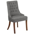 thumbnail image 2 of Merrick Lane Gray Fabric Upholstered Tufted Side Accent Chair with Curved Rear Legs in Mahogany Finish, 2 of 7