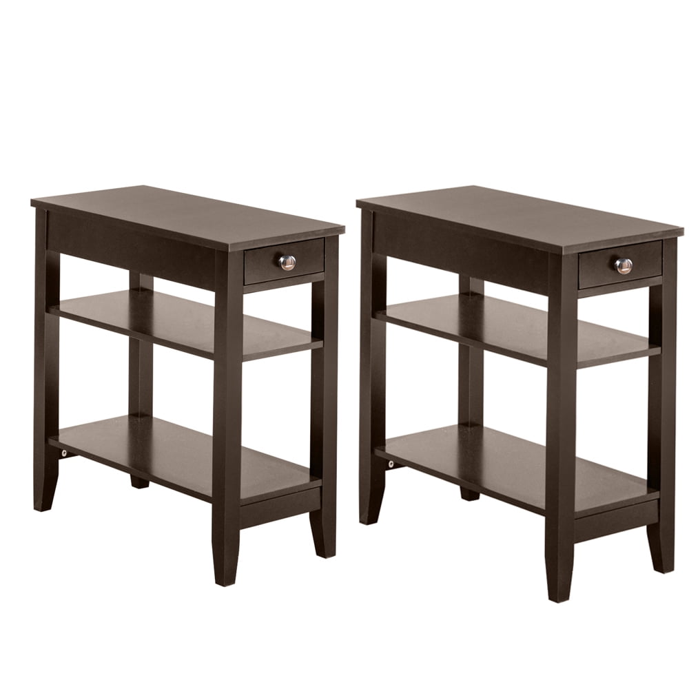 Ktaxon Set of 2 Chair Side End Table with 2 Layers and Shelf Narrow