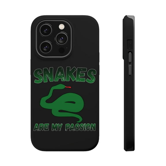 DistinctInk Tough Case for Apple iPhone 15 PRO (6.1" Screen), Compatible with MagSafe Charging - Snakes Are My Passion