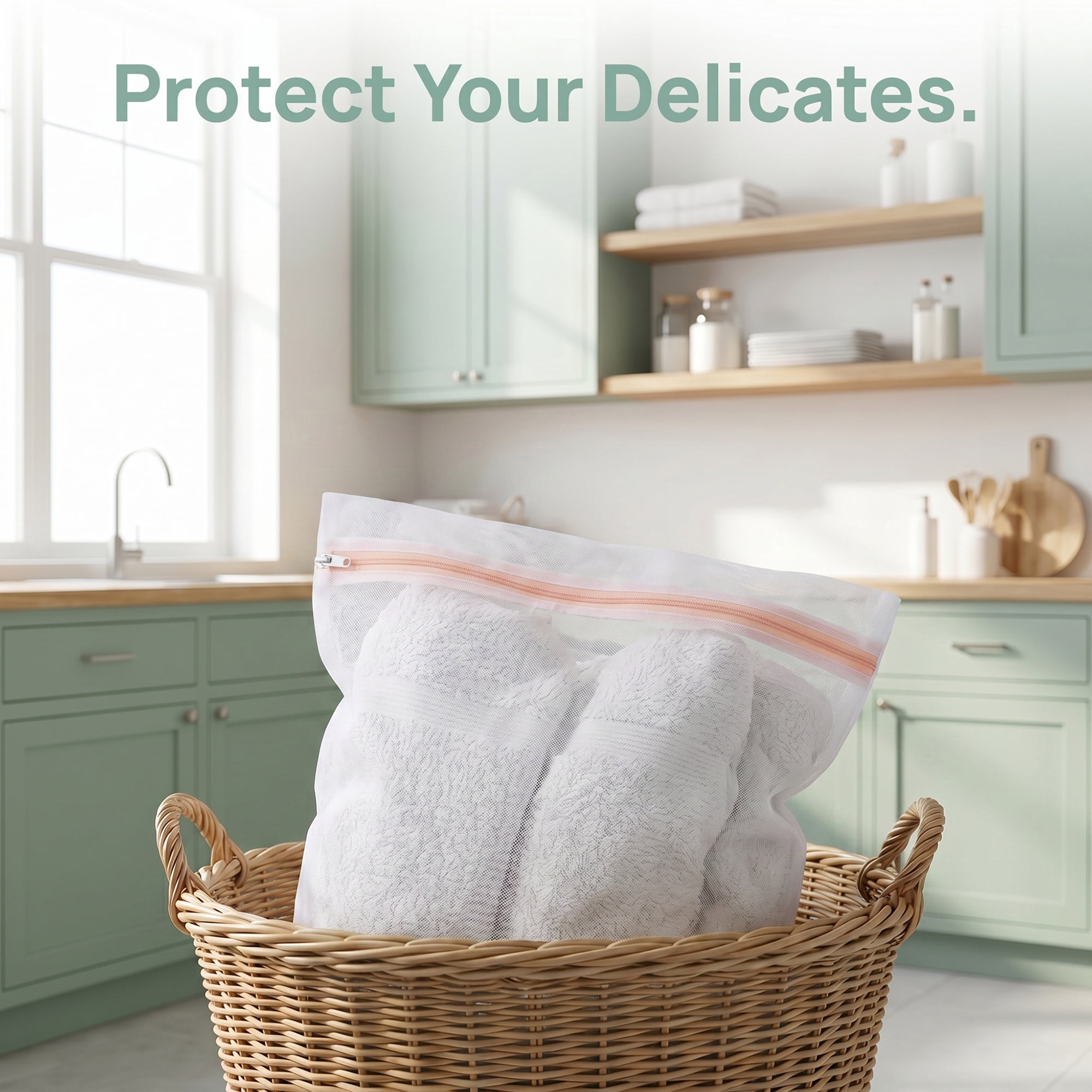 Unique Bargains 4Pcs Durable Mesh Laundry Bags with Zipper Closure White B