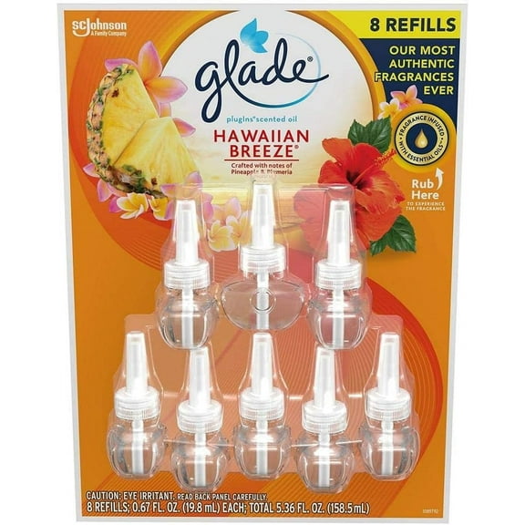 Glade PlugIns Scented Oil Refills, Hawaiian Breeze Scent, 0.84 Fl Oz, 8 Ct
