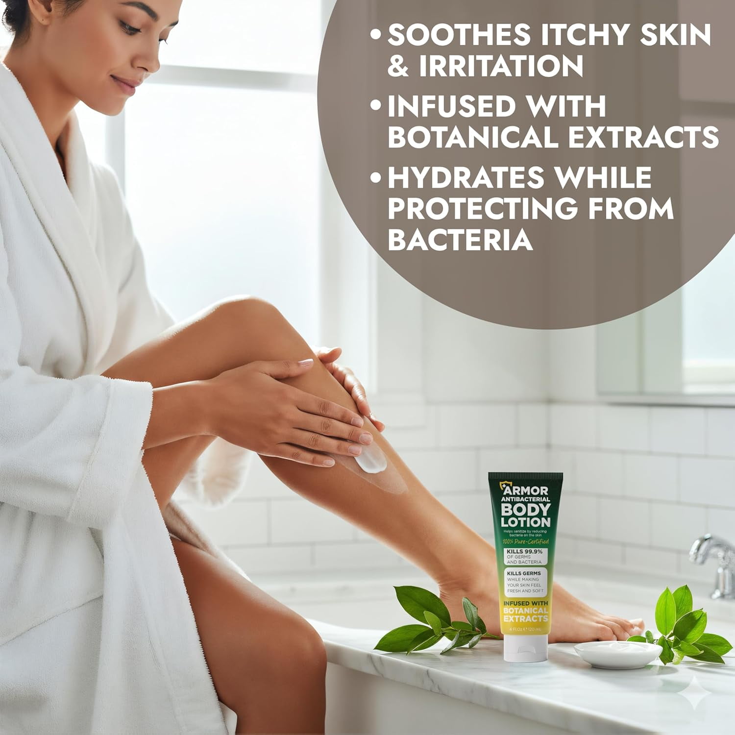 Antibacterial Body Lotion Antifungal Cream | Kills 99.9% of Germs and Bacteria | Helps Sanitize Skin | Infused with Botanical Extracts