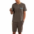 thumbnail image 2 of Pijama de verano para hombre, de color liso, informal y cómodo, de manga corta, ideal para usar en casa o al aire libre., 2 of 4