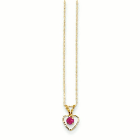 Indian Gold Jewelry - ICE CARATS 14kt Yellow Gold 3mm Red Ruby Heart Birthstone Chain Necklace Pendant Charm Kid Fine Jewelry Ideal Gifts For Women Gift Set From Heart