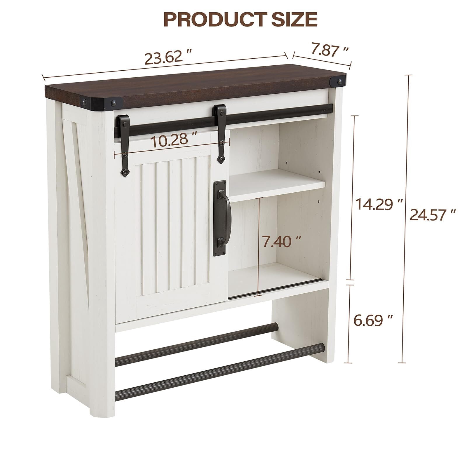 Buildhom Farmhouse Bathroom Medicine Cabinet with Sliding Barn Door & Adjustable Shelves, Multi-Purpose Wall Mounted, Antique White