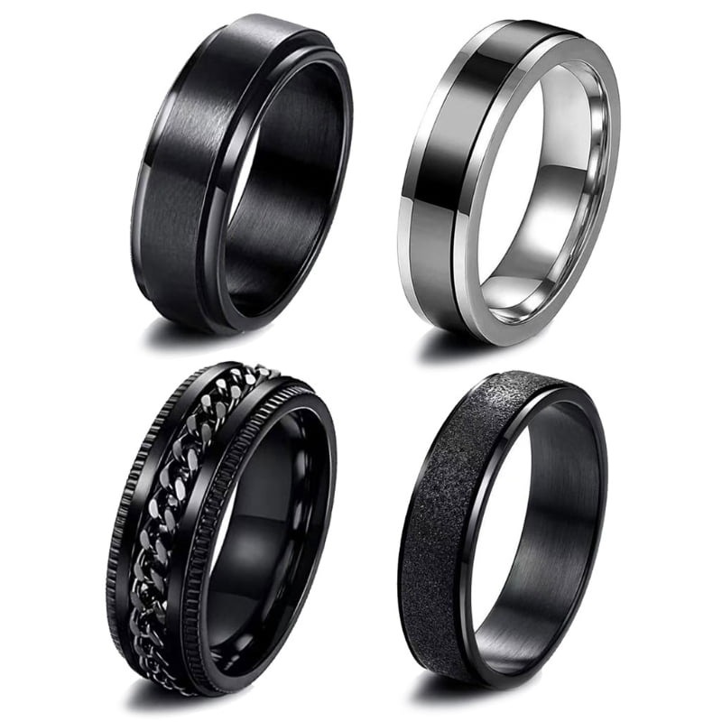 4 Pcs Daily Casual Couple Fidget Spinner Rings Set Stainless Steel Fashion  Jewelry For Men Women Cool Bands Rings Wedding Anniversary Daily Casual Acc  | Fruugo NO