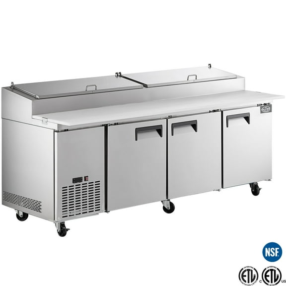 NSF 91 in. Pizza Prep Table 3 Door Refrigerator, Undercounter Cooler in Stainless Steel ETL 25 Cu.Ft. Sandwich&Salad Pre Tabel Cooler