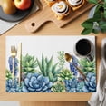 thumbnail image 2 of Green Blue Succulent Placemats Set of 12 Summer Botanical Tropical Place Mats Indoor Wipeable Table Mats Washable Cloth Dining Table Placemats for Kitchen Holiday Party Home Decor 13x19 Inch, 2 of 9