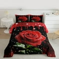 thumbnail image 2 of Homewish Valentine'S Day Rose Bedding Comforter Set,Romance Flower Floral Twin Comforter Sets,Black Red Bedding Set For Men Women,Luxury Bedroom Decor Reversible,2 Pieces, 2 of 8