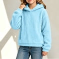 thumbnail image 5 of DDAPJ pyju Kids Fuzzy Fleece Sweatshirt Boys Girls Cozy Sherpa Hoodies Loose Fit Drop Shoulder Pullover Tops Fall Winter Warm Hoodie Sweatshirts 4-15 Years, 5 of 9