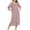Pink, variant on Aboser Womens Lounger Robes with Pockets Zipper Up Crewneck Nightgown Casual 3/4 Sleeve Duster Housecoat Lightweight Full Length Loungewear