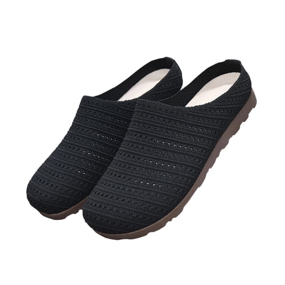 HTHLVMD Comfortable Backless Clogs for Women, 2026 Women's Mesh Textured Flat Sandals, Summer Slip On Closed Toe Slide Sandals, Fashionable & Comfortable Slippers for Women, Black 5