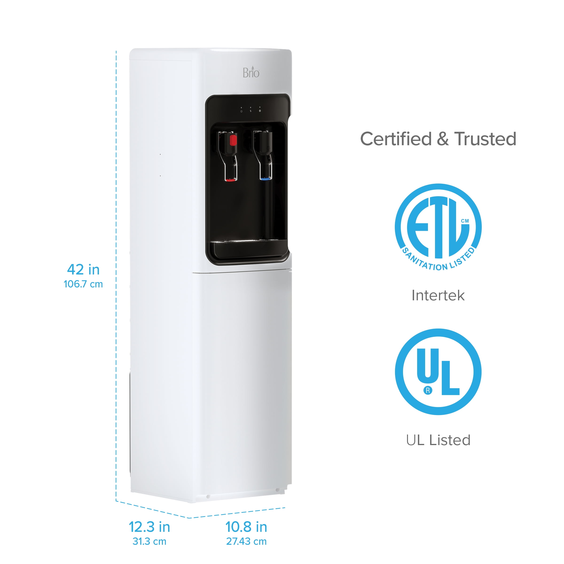 Brio Bottleless Water Dispenser CLPOU320WSLUV2P 2-Stage Filtration, Self-Cleaning, Actual Height 41"