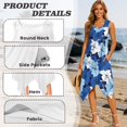 thumbnail image 6 of Garronmavis His and Hers Matching Outfits Blue Hibiscus Mens Button Up Shirt Short Sleeve Shirt Size M and Women's Tank Dress with Pocket Flowy Polyester Beach Dress, 6 of 7