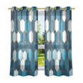 thumbnail image 6 of Yayeee Window Curtains Light Filtering 63"x42" Grommet Panel Pair Home Living Room Decor, Dark Blue Hexagon Patterns, 6 of 7