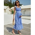 thumbnail image 5 of OYang Maternity Boho Summer Dress Ruffle Sleeveless Swing Maxi Dress Baby Shower Photoshoot Blue S, 5 of 8