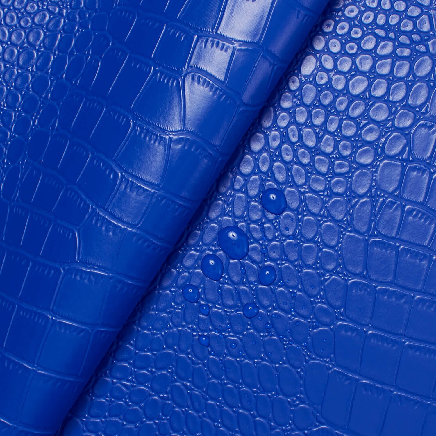 Ottertex® Vegan Alligator Leather PVC Waterproof Polyester Stretch Abrasion Resistant Vinyl Fabric By The Yard For Sewing & Upholstery (Royal Blue, 10 Yards)