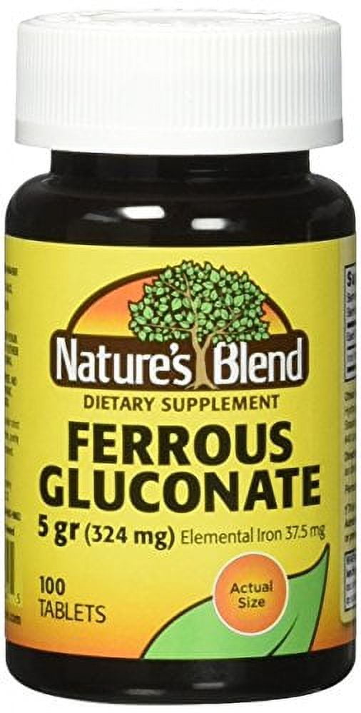 Nature's Blend Ferrous Gluconate Tablets 324 Mg, 100 Count (Pack Of 2)