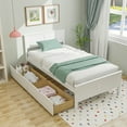 thumbnail image 2 of Gymax Twin Size Wooden Bed Frame w/ 2 Storage Drawers & Under-bed Storage White, 2 of 10