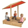 thumbnail image 4 of Modern Home Wooden Sandbox w/Red UV Canopy Roof, 4 of 4