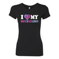 thumbnail image 2 of I Love My Boyfriend Tie Dye Pop Culture Womens Slim Fit Junior Tee, Black, Small, 2 of 3